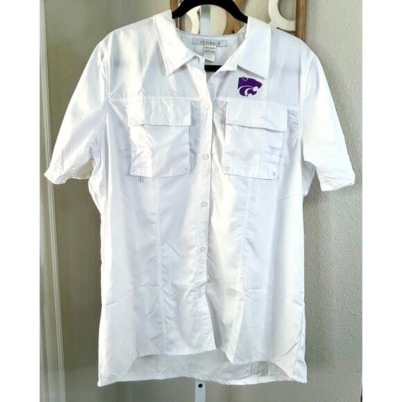 New Women's Kansas State K-State White Purple Vented Fishing Hiking Shirt Large - Picture 3 of 7